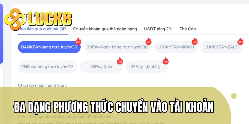 Đa dạng phương thức chuyển vốn vào tài khoản